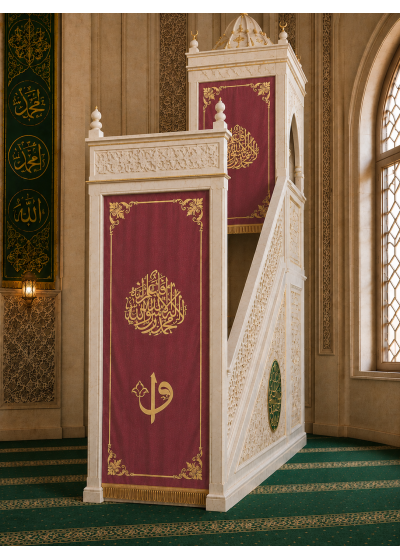 Nakışlı Minber Perdesi vavelif (bordo)