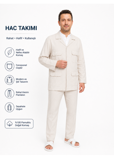 Erkek hac umre Takım (ekru)