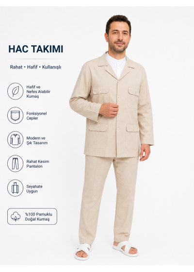 Erkek hac umre Takım (bej)
