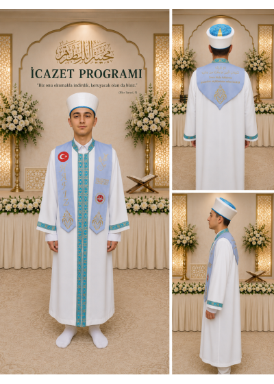 Hafız  İcazet  Atkısı Firuze Mavisi